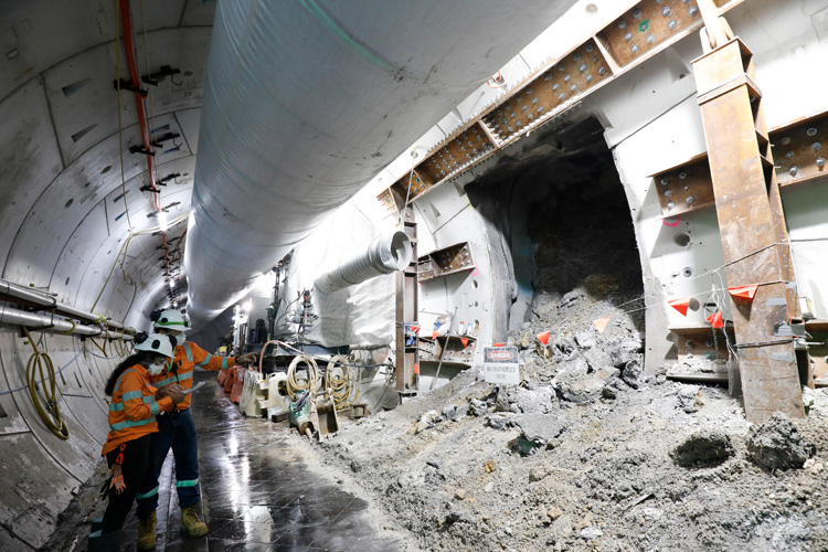 Metro Tunnel cross passage construction at halfway mark