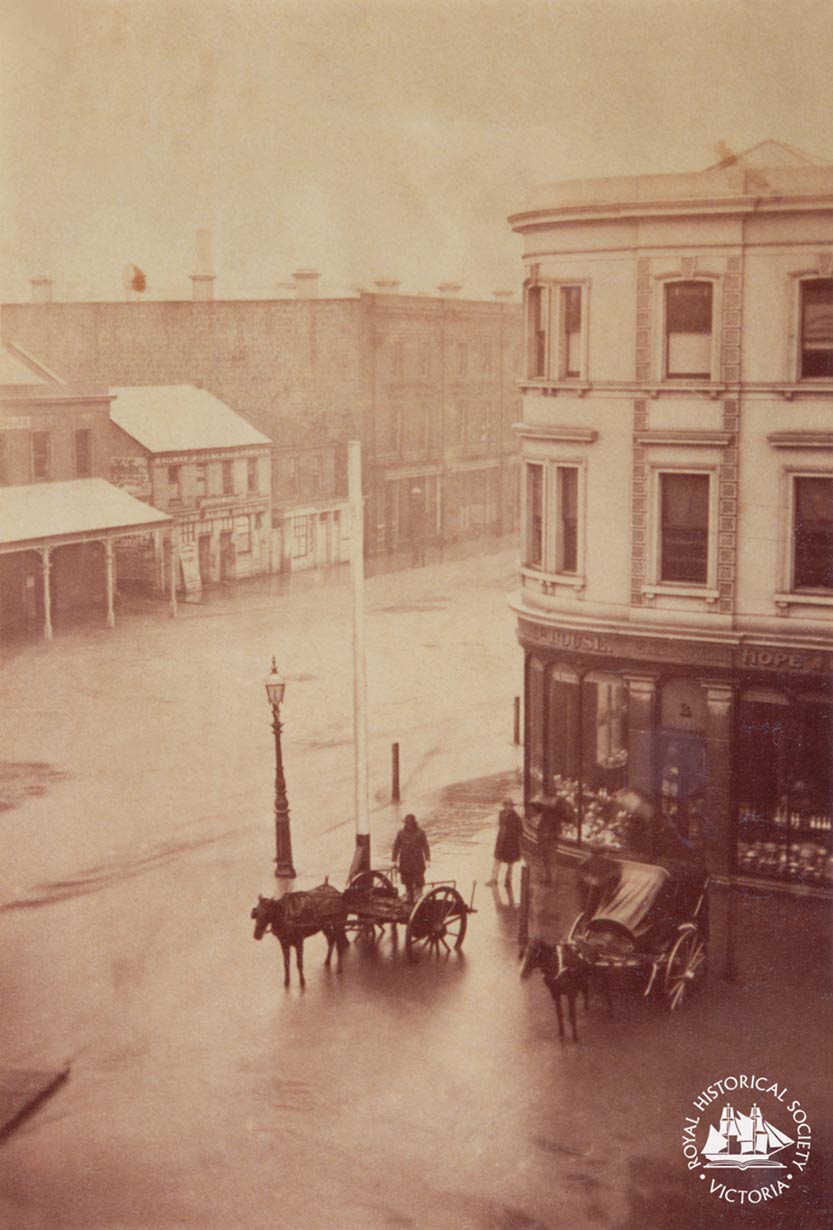 It’s raining, it’s pouring: Elizabeth St a raging torrent, 1863