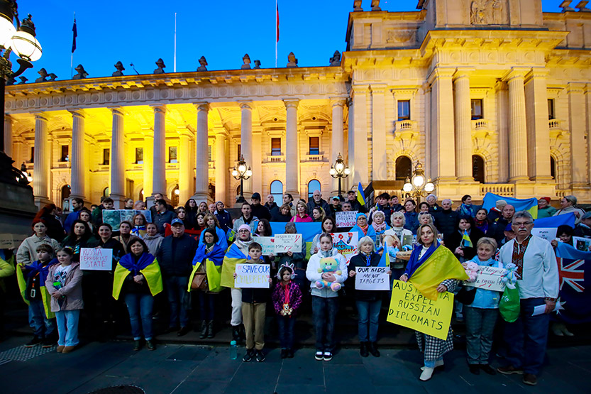 Protestors gather in Melbourne to demand justice for Ukraine