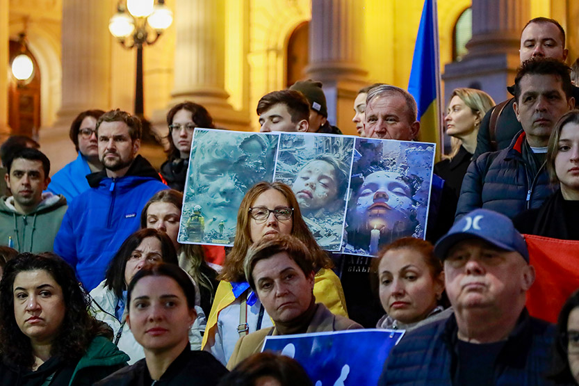 Protestors gather in Melbourne to demand justice for Ukraine