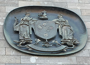 The NGV entrance and Coat of Arms