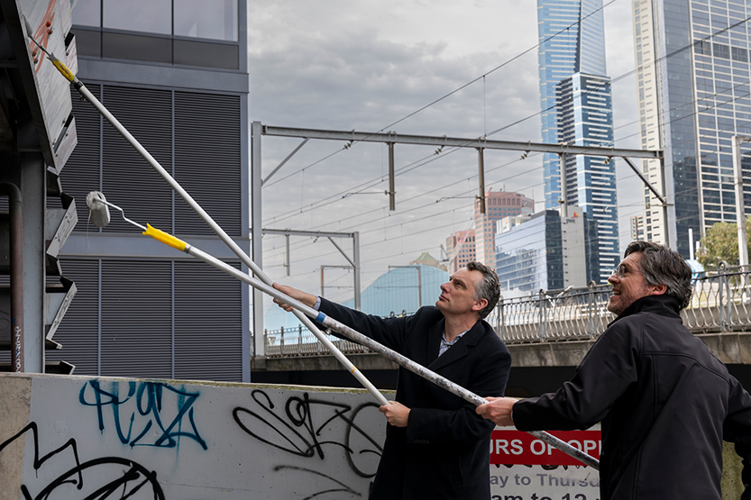 Melbourne’s biggest graffiti clean-up transforms Flinders St landmark