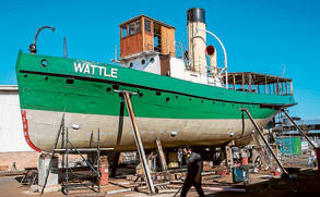 Steam Tug Wattle returns to the water