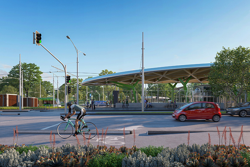 Anzac Station structures begin to rise on St Kilda Rd