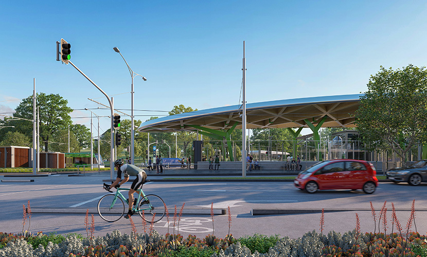 Feature steel columns now in place at Anzac Station