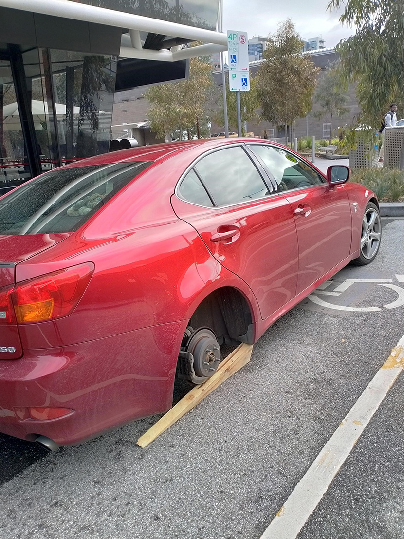 Heartless thieves pinch wheel from disabled woman’s car
