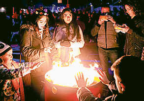 Fire warms Docklands