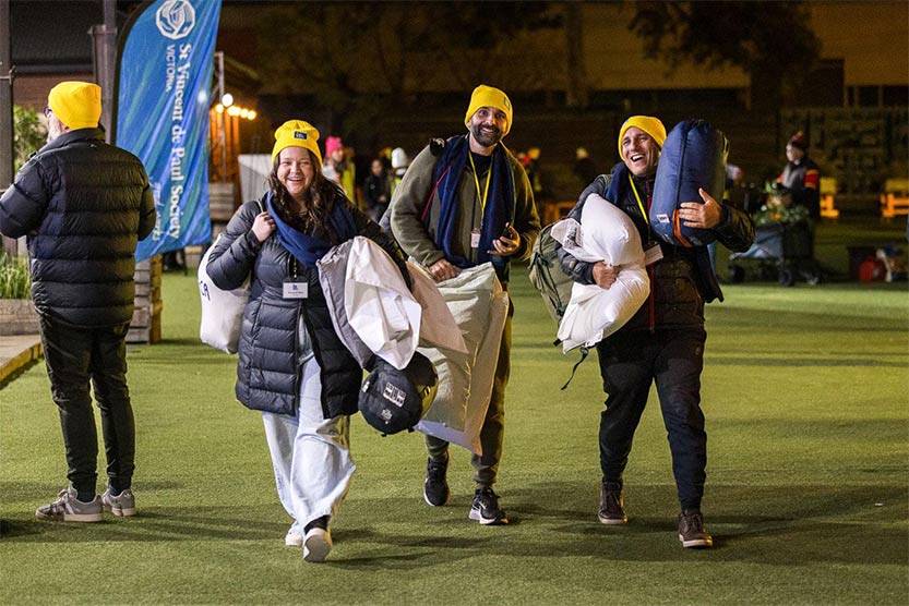 Ray White Southbank team braves the winter cold in support of Vinnies CEO Sleepout