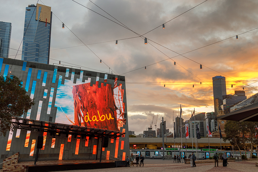 Experience the story of the Birrarung, through a new sound and video installation celebrating the Woiwurrung language at Fed Square