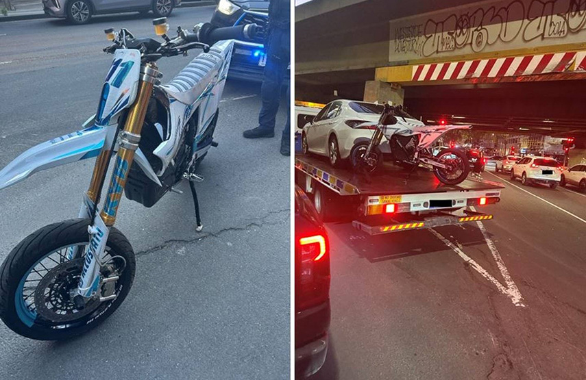 Unregistered and unlicenced rider recording ride through Melbourne
