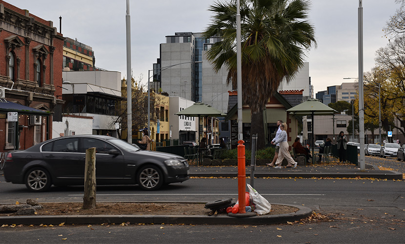 Trees cut down along the centre of Lygon St