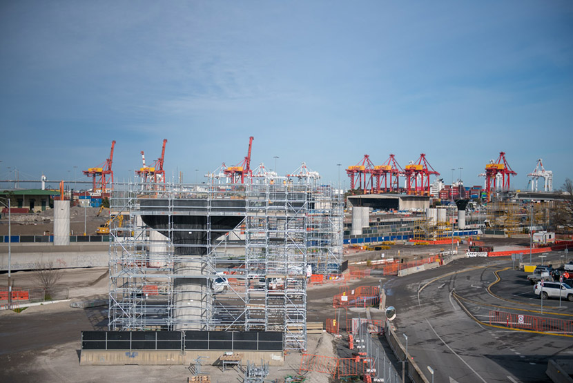 Constructions site takes shape over Footscray Rd