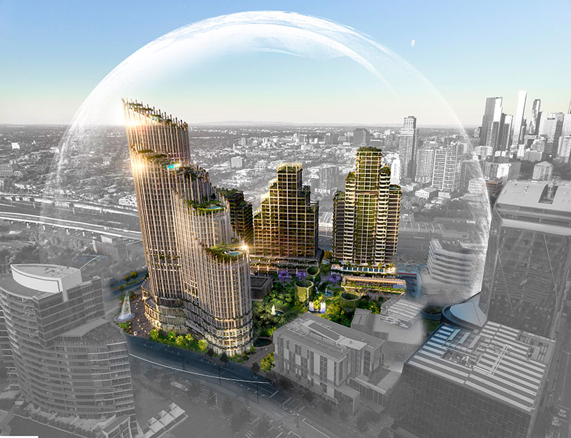 Gurner submits plans for first stage of Docklands vision under a “futuristic glass dome”