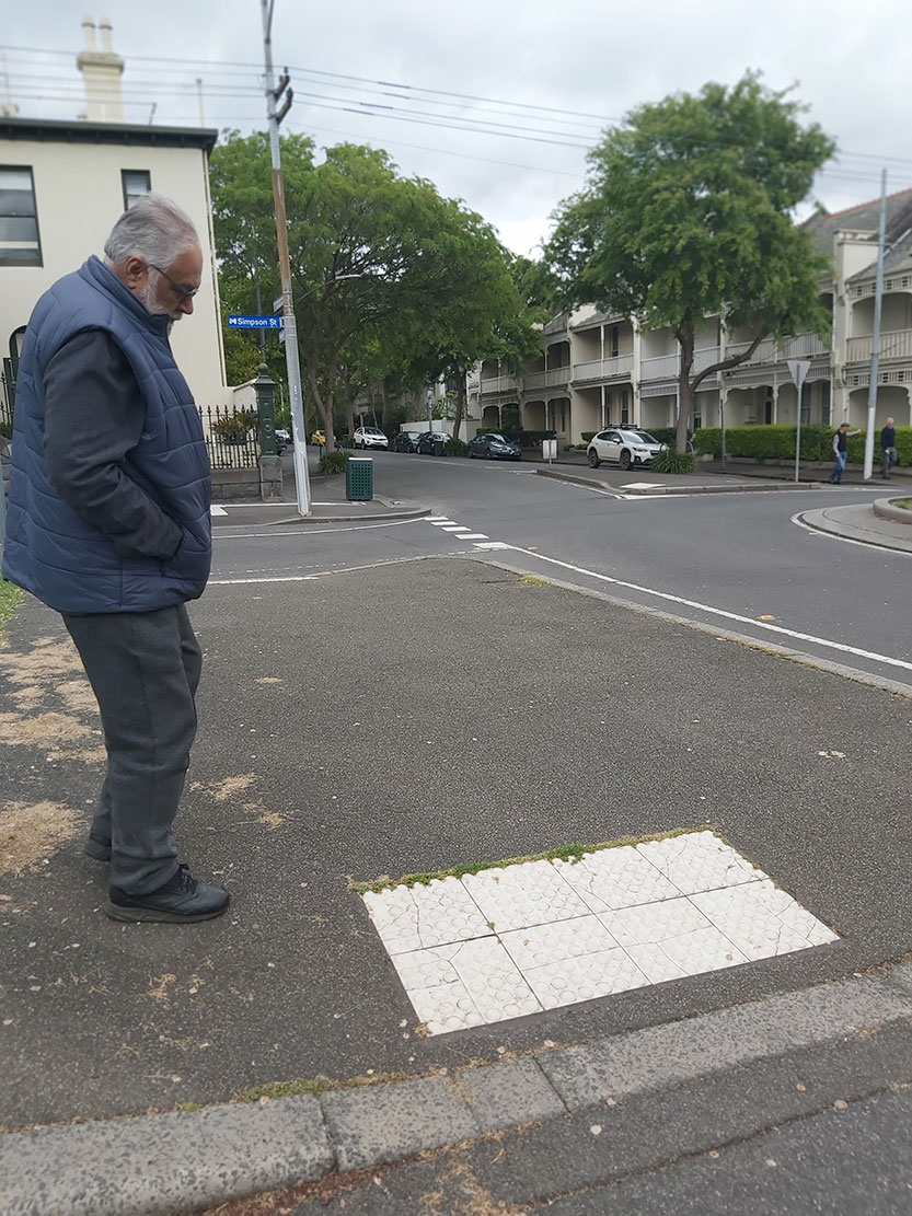 Elderly man taken to hospital after footpath fall calls for council to act on hazardous tactile tiles