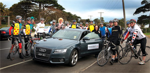 Cyclists too strong for car