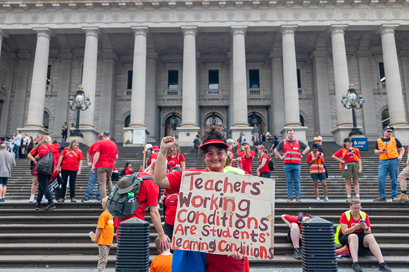 Local teachers walk off job as support grows for school funding fight