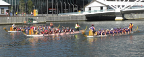 Dragon boats do battle