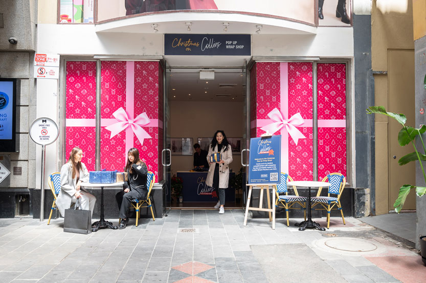 Nostalgic prints and gift wrapping for shoppers on Collins St