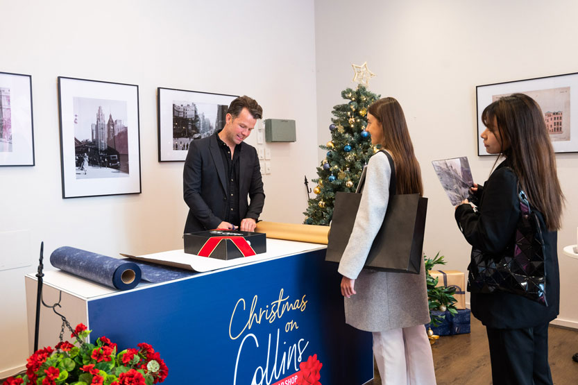 Nostalgic prints and gift wrapping for shoppers on Collins St