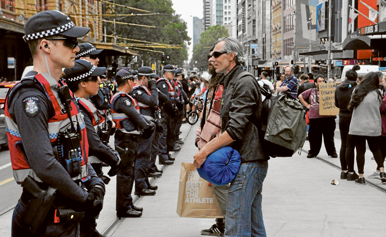 Flinders St camp takes a violent turn