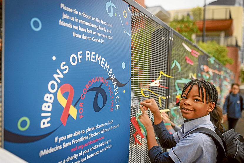 Ribbons of Remembrance at Docklands Primary School