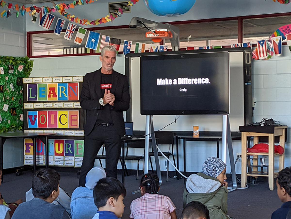 Refugees, racism and football on the curriculum at school visit