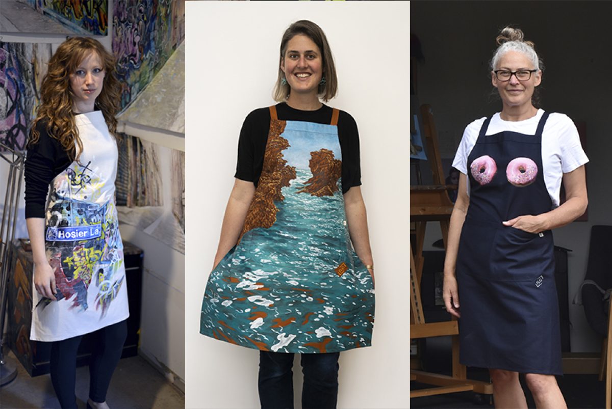 Flinders Lane Gallery fundraises for Foodbank with fun and unique aprons