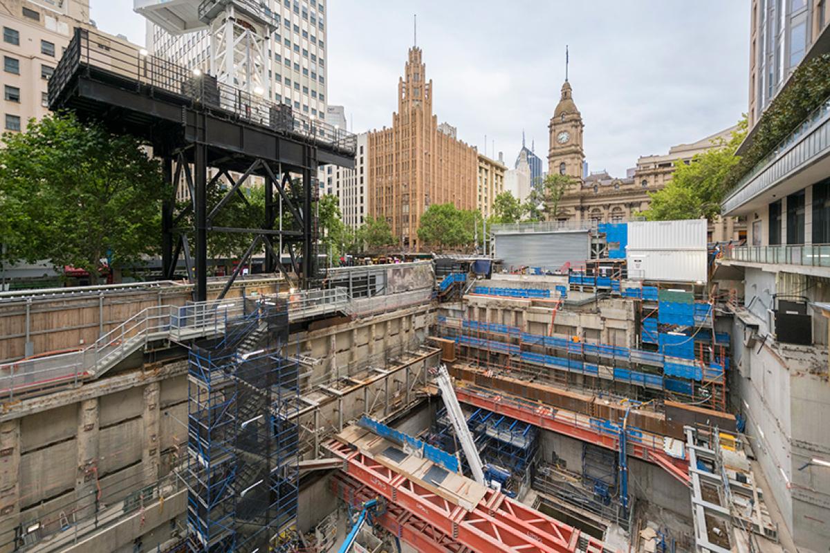First glimpse of Town Hall Station as work powers ahead under City Square